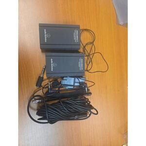 (2)Audio Technica Pro 88W VHF Wireless Microphone 88W/R Receiver Tested W/ Cords